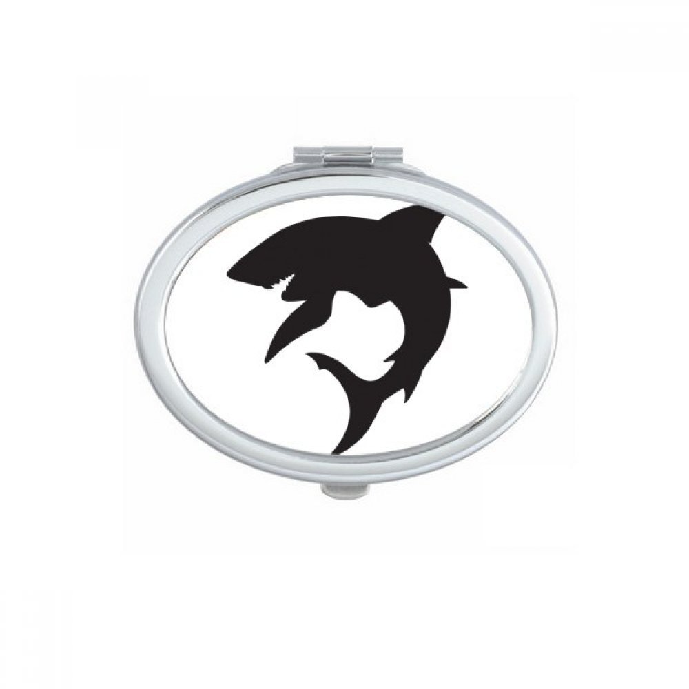 Miroir de maquillage compact ovale avec silhouette de requin féroce