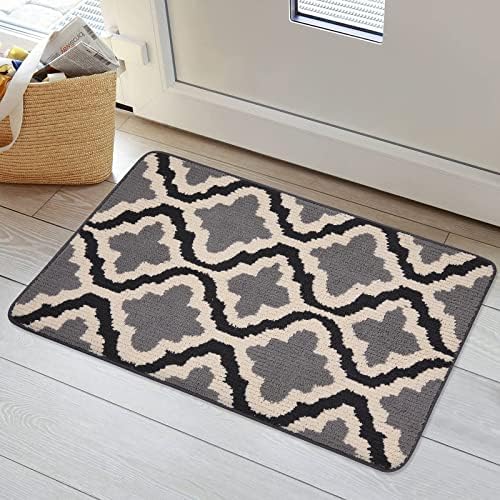 Homaxy Door Mats Indoor, Non-slip Soft Machine Washable Doormats, Dirt Trapper Mat Entrance Rug, Super Absorbent Floor Mats for Front Back Door, Entryway, Pets and Dogs (50 x 80 cm, Grey)