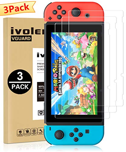 [3 Pack] Screen Protector Tempered Glass for Nintendo Switch, iVoler Transparent HD Clear