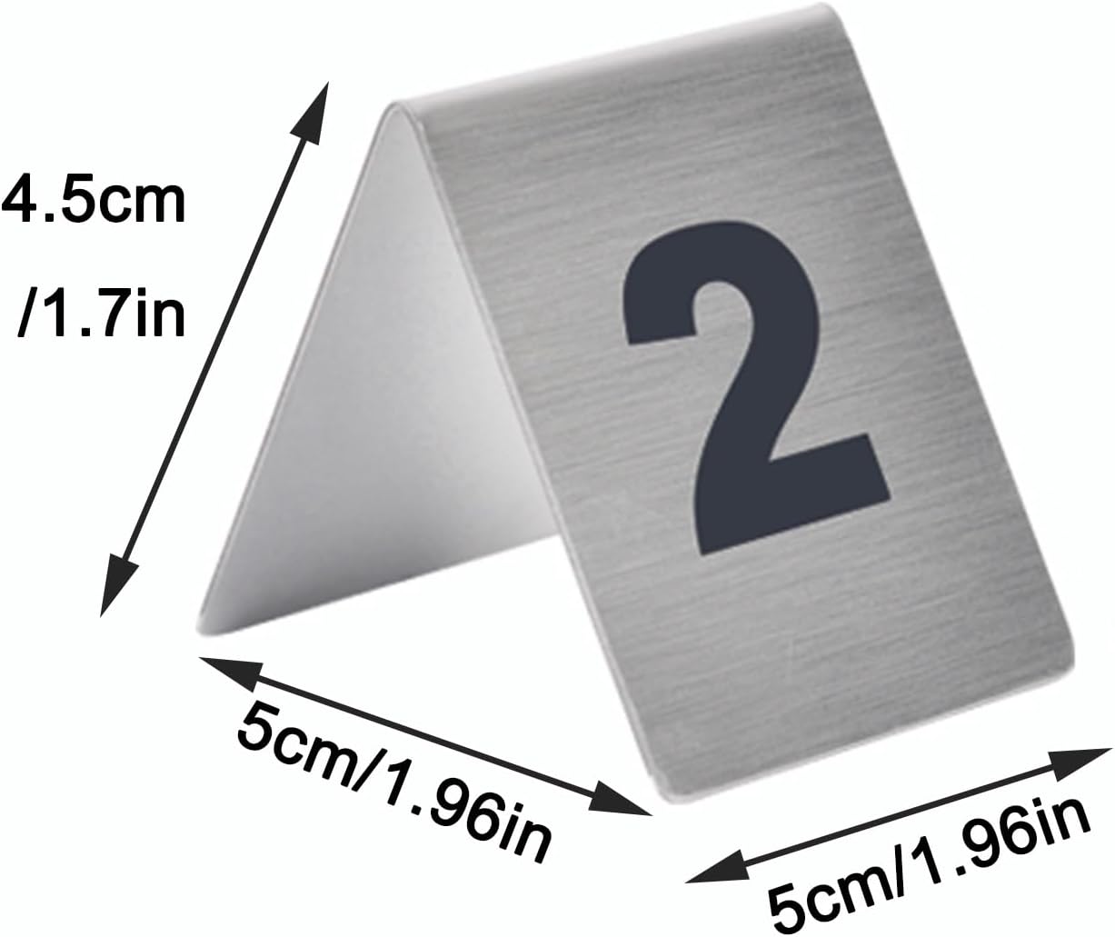 HJXGQJM 1.9 * 1.7in Double-Sides Table Sign Number Plate, Stainless Steel Tent Style Table Number Card, Tabletop Number Stackable, for Wedding Reception Decorations and Restaurant (Size : 91-100)