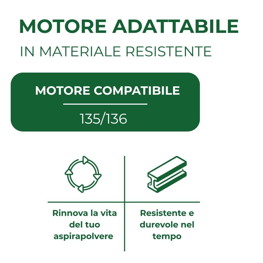 Motore Compatibile con Folletto Vk 135/136 | Ricamio di alta qualità 900W Adattabile per Aspirapolvere Vorwerk con 1 anno di Garanzia, in plastica resistente