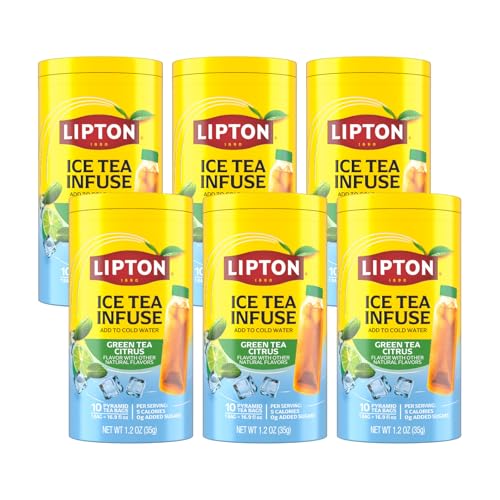 Image of Lipton Ice Tea Infuse Green Tea Citrus Cold Brew Tea Bags for On-The-Go or At Home 10 Tea Bags (Pack of 6)