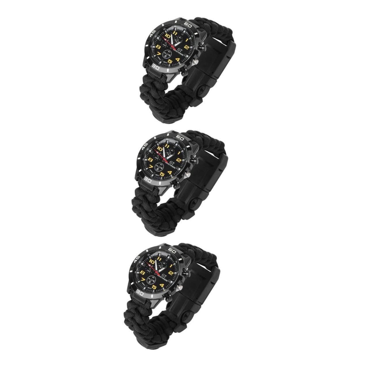 PACKOVE 3 Pezzi 3 1 Orologio Con Cinturino in Cordino Orologio Da Alpinismo 3 in 1 Con Bussola Da Esterno Orologi Da Corsa Della Bussola Cinghia Multifunzione