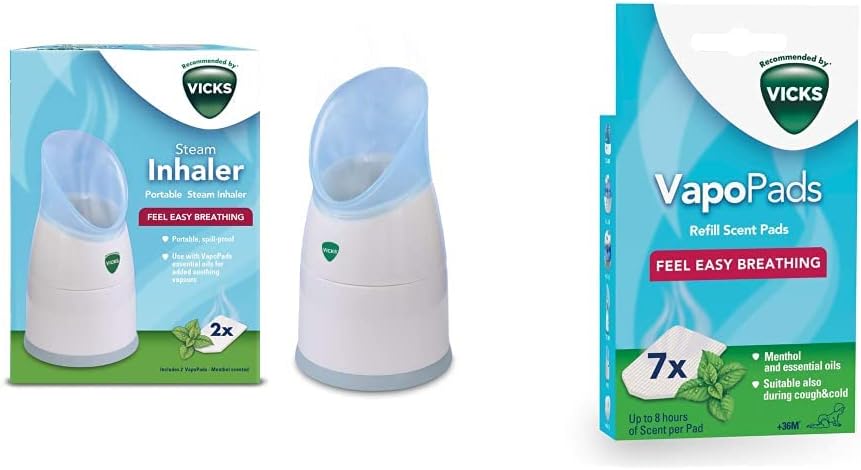 Vicks Personal Inhaler and VapoPads Menthol - 7 Scented pads with essential oils, Bundle
