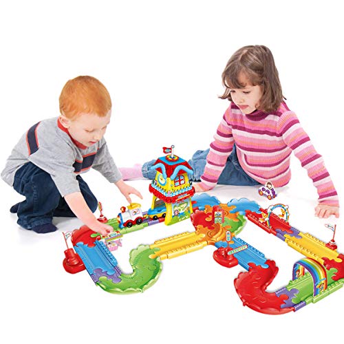 Fun Little Toys 189 Pcs Kids Train Sets With Variable Railway Tracks, Electric Toy Trains With Lights And Sounds, 3D Puzzles Train Track For Boys Girls Toddlers 2,3,4,5,6,7 Years Old #TOP1