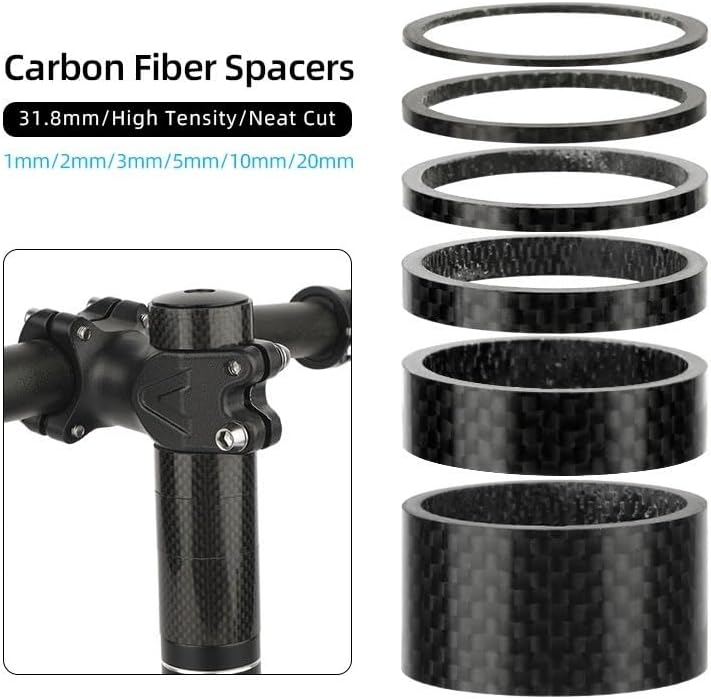 31.8mm Fork Headset Carbon Spacers Bicycle Handlebar Stem Rise Up Adjust Washers 3K Glossy Fiber Steering DIY Accessories for Bikes(G31.8 H41mm P7)