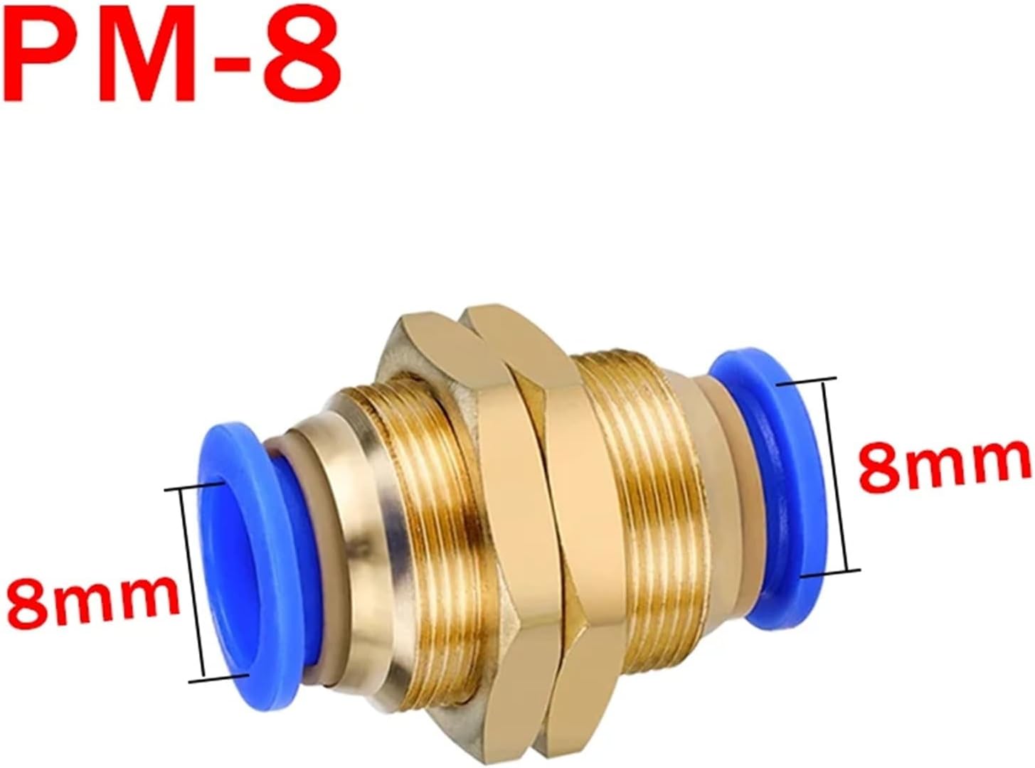 Pneumatic Fitting Straight Push Plastic Connector 4/6/8/10/12mm Trachea PM Hose Tube 5Pcs(PM-8)