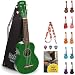 Hola! Music HM-21GN Soprano Ukulele Bundle with Canvas Tote Bag, Strap and Picks, Color Series, Green