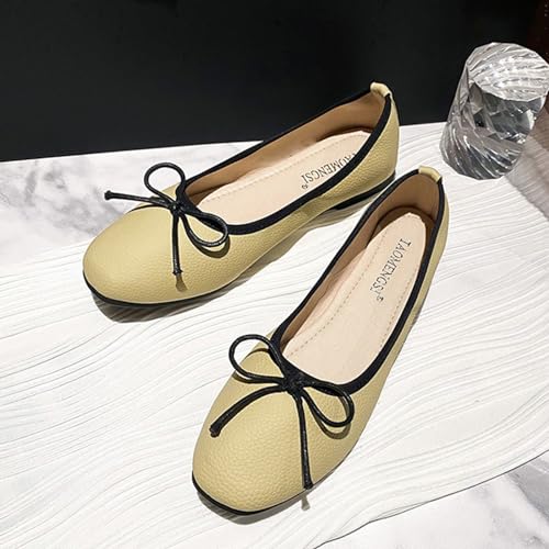Women's Round Toe Cute Bow-Knot Ballet Shoes,Comfort Breathable Slip-On Dress Flat Shoes,Casual Light Weight Soft Sole Walking Shoes3