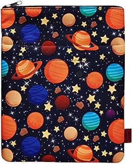 Book Sleeve Galaxy Space Book Protector, Book Covers for Paperbacks, Washable Fabric, Book Sleeves with Zipper, Medium 11 Inch X 8.7 Inch Bookish Gift