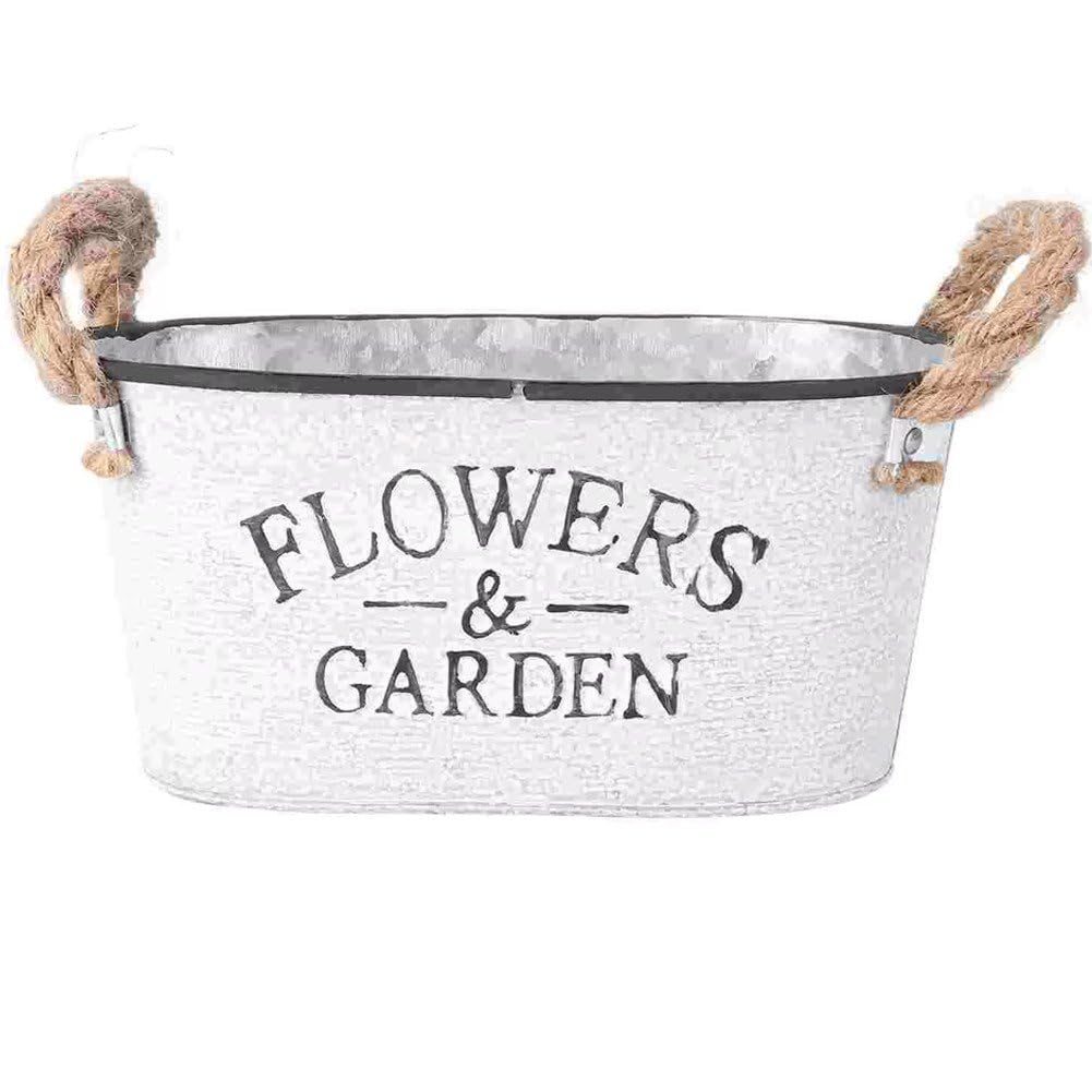 Seau à fleurs ovale en métal pour centre de table rétro rustique