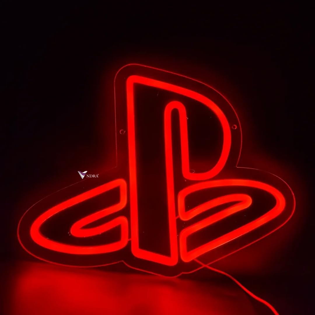 VNDRA®: Game Neon Sign Gaming Decor Step LED Neon Lights for Game Room Wall Decor Adopter Powered Neon Light Sign for Beer Bar Game Teen Bedroom Gaming Room Wall Decor (Red)