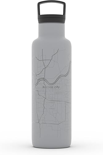 Miniatura 125 de Well Told Botella de agua aislada con mapa de Washington DC grabado, botella de acero inoxidable grabada (21 onzas, blanco) botella aislada de mapa