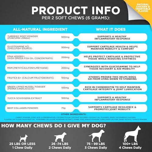 Image of Googipet Premium Hip and Joint Supplement for Dogs - Glucosamine Soft Chews w /Green Lipped Mussels for Dogs, Dog Joint Supplement Turmeric for Mobility, Ages, & Breeds
