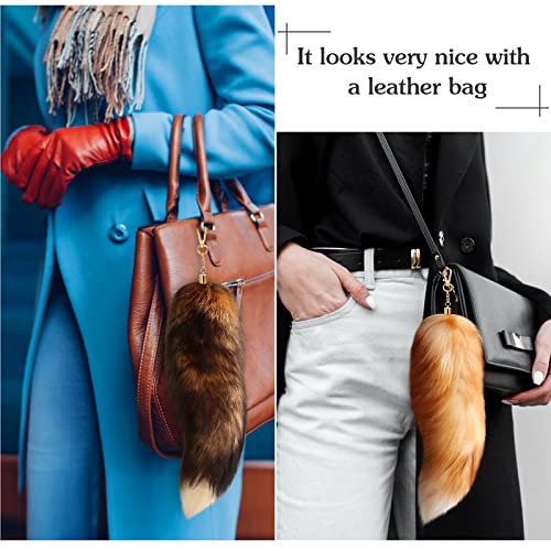 Sureio Halloween Huge Fluffy Fur Fox Tail for Cosplay Wolf Tail Keychain Costume for Women Party2