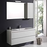 Kiamami Valentina Mueble DE BAÑO con COMPARTIMIENTOS Espejo DE Blanco Bosque 120 CM con Mueble DE Pared