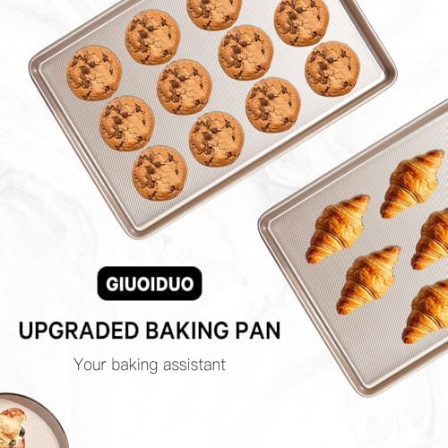 2 Pack Half Sheet Baking Pans,Commercial Quality Baking Sheet Pan Set,Carbon Steel Cooking Pans, Non Stick Baking Sheet for Oven,Large Thick Cookie Tray Pans for Baking（17.5 * 11.8 * 1inch） - Thumbnail 2