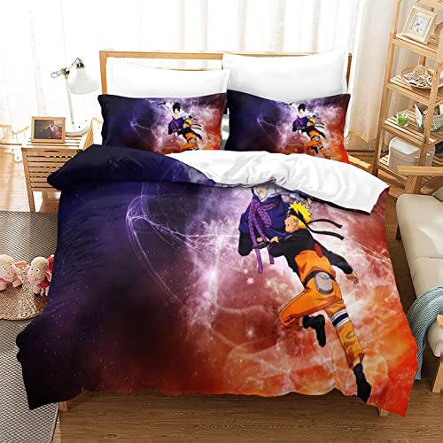 Naruto - Conjunto De Ropa De Cama con Funda De Edredón, Diseño Impreso Repetido De Minions, para Cama Individual, Microfibra, Multicolor, Suelto Double(200x200cm)
