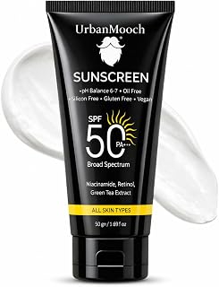 UrbanMooch Sun Screen Spf 50 for Men | No White Cast | 50g Sunscreen SPF50 PA+++ with Niacinamide & Retinol | Lightweight ... Price In India