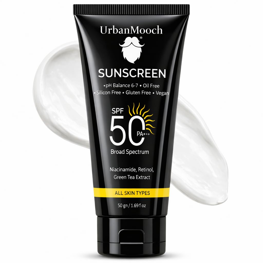 UrbanMooch Sun Screen Spf 50 for Men | No White Cast | 50g Sunscreen SPF50 PA+++ with Niacinamide & Retinol | Lightweight ...