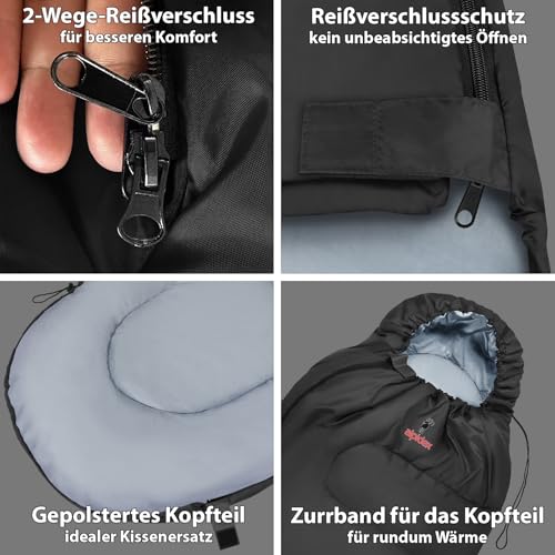 ALPIDEX Schlafsack Mumienschlafsack 4 Jahreszeiten 225 x 80 cm Duo Therm -17° C 400 GSM Kleines Packmaß Ultraleicht Reise Camping Trekking Outdoor Sleeping Bag Warm – Bild 5