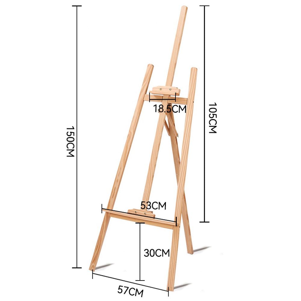 2PCS Caballete Madera，Caballete De Madera Natural De 150 Cm,Soporte Profesional Para Lienzo, Adecuado Para Niños y Adultos,Apto Para Pintura Acrílica,Óleo,Etc.,Herramienta De Arte Portátil