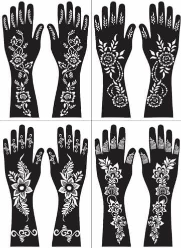 Heena Mehndi Sticker for Hands and Feet - Henna Design Stickers for Women, Girls, Temporary Tattoo Mehendi Stencils for Festivals, Weddings, Parties - DIY Reusable Mehndi Art Design-31-image-41
