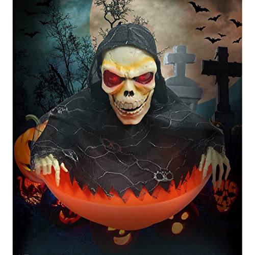 Bol de Bonbons d'halloween, décorations animées animées squelettes avec capteur activé en Mouvement Hurlant du Porte-Bonbon
