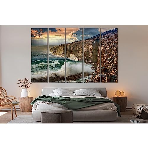 Impression sur toile haute définition panorama de falaise côtière 5 panneaux