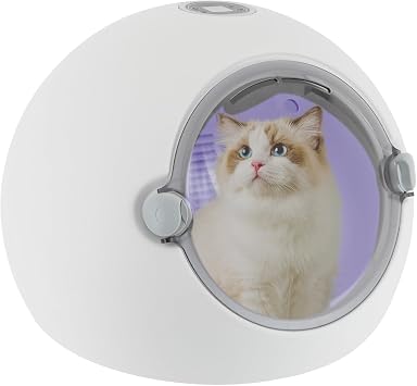 Automatic Pet Drybo-Ultra Quiet,White Portable Cat Dryer Box with LED,Puppy Drying Machine,Smart Temperature Control,Temperature Control 20-45C/68-113F,Load Capacity16.53lbs Upgraded