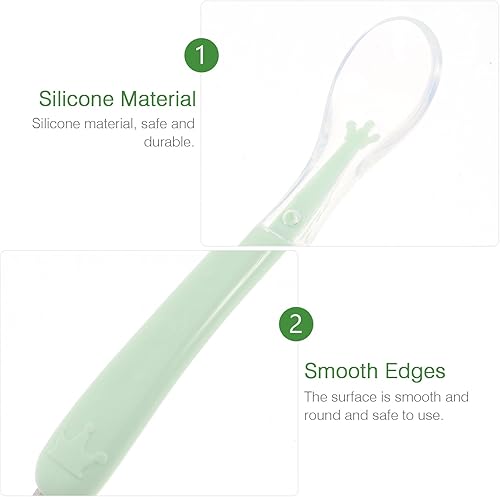 Miniatura 5 de Kisangel Cuchara raspadora de bebé, cuchara de silicona de doble cabeza, raspador de puré de barro de frutas para entrenamiento práctico del bebé,