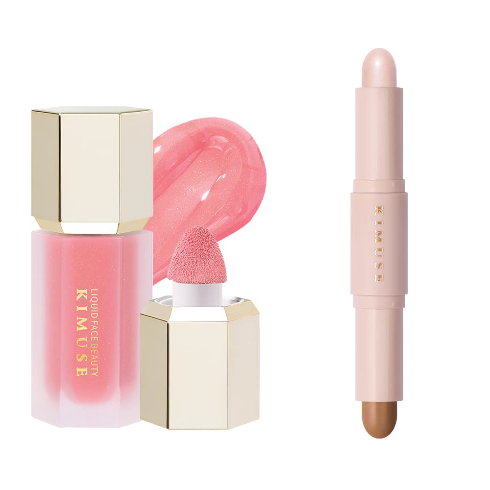 KIMUSE Soft Liquid Blush for Cheeks & 2 Color Dual Cream Contour Stick
