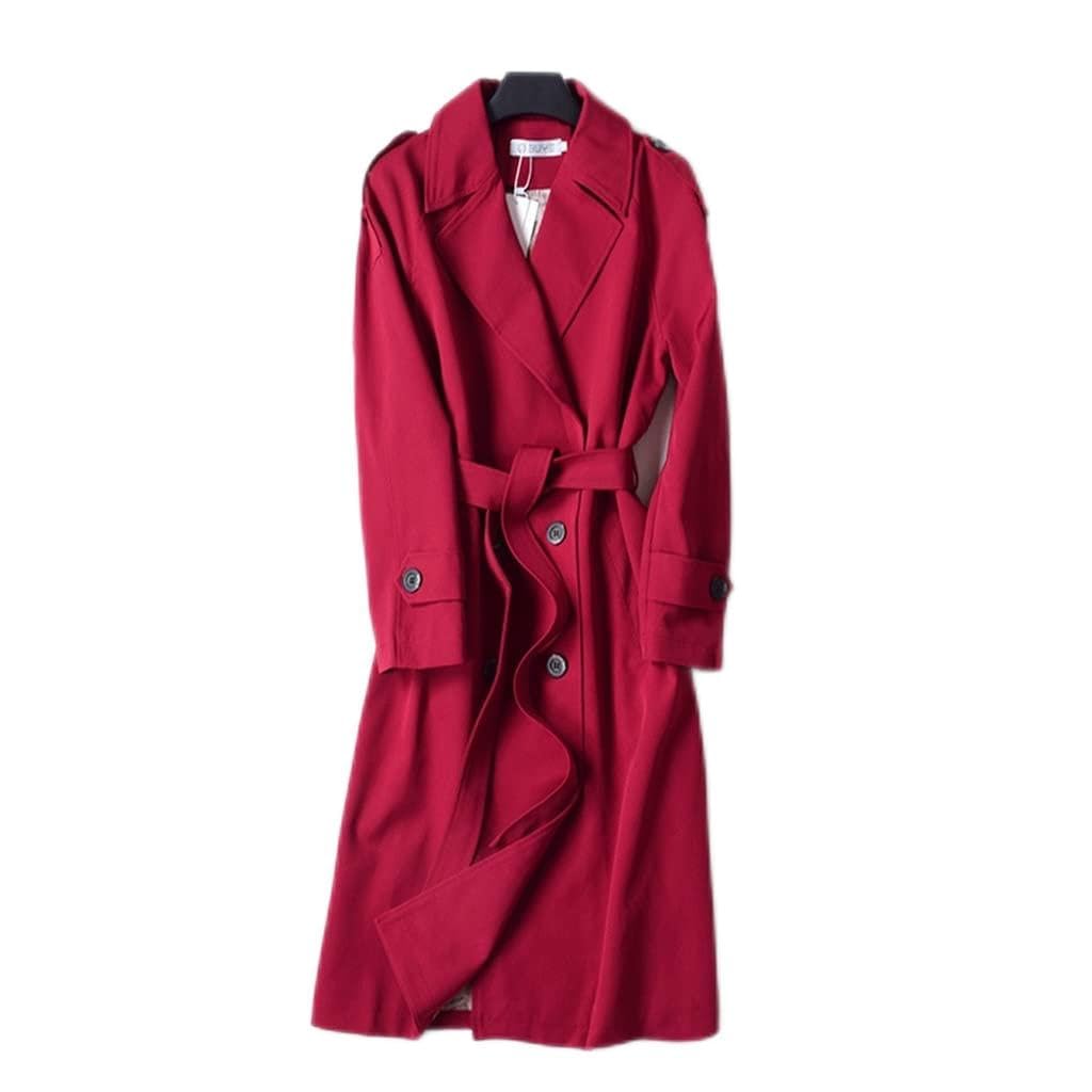 Double-breasted Mid-length Trench Coat Women Casual Slim Belt Cloak Trench Coat Women