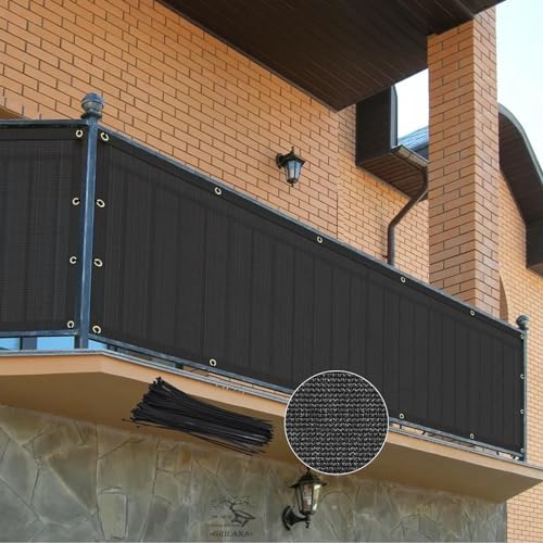 Weidear Privacy Fence Screen, 3x16FT Patio Privacy Screen, 160 GSM Shade Cloth Netting Mesh with Chain Link Cable Zip Ties, Fence Covering for Outdoor, Balcony, Yard, Panel, Garden,Wind- Black