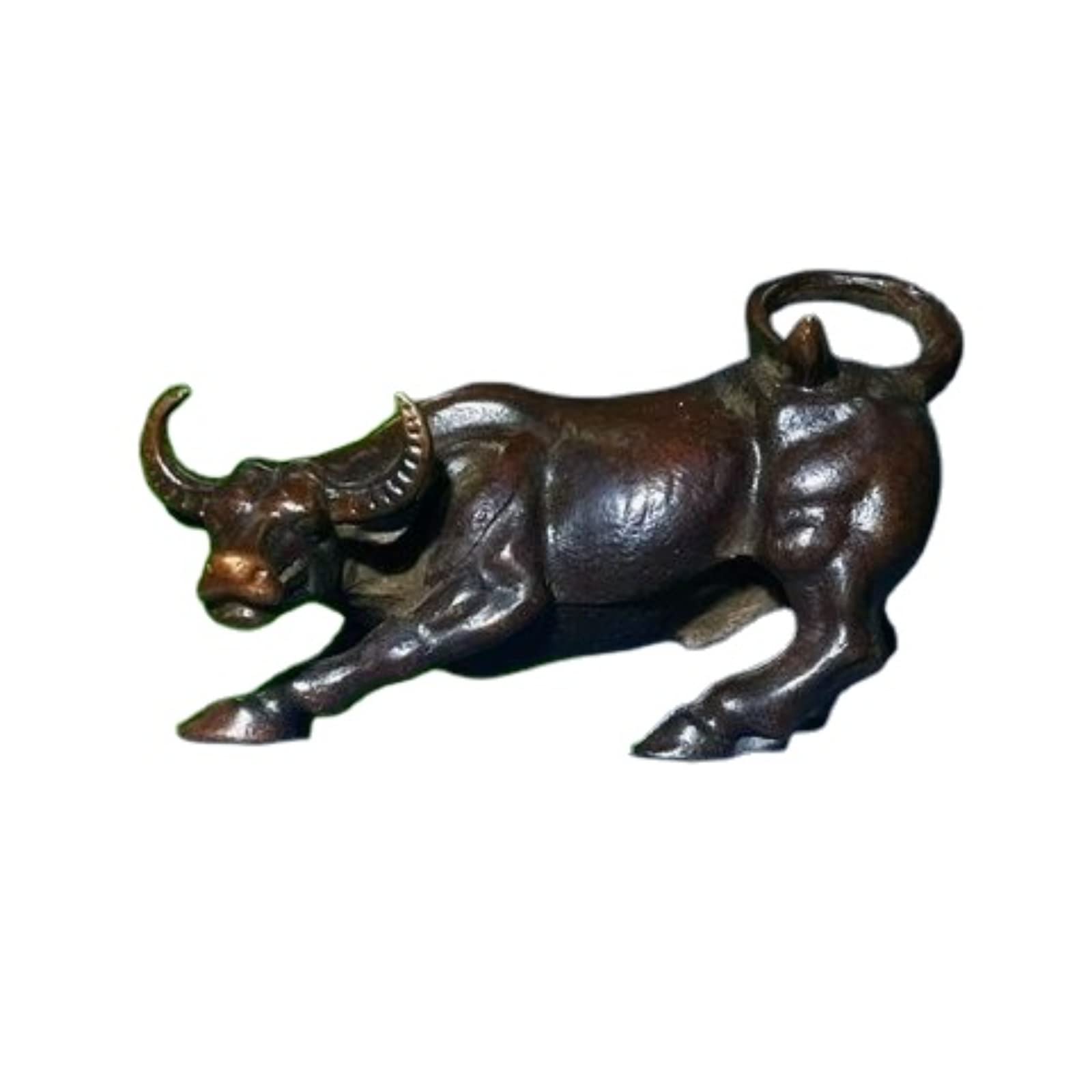 NGDFGR Retro Brass Wall Street Bull Figurines,Copper Animals Lucky Zodiac Ox Statue Sculpture Crafts Collection Desktop Ornament Home Sand Table Bookshelf Decor Accessories Stud