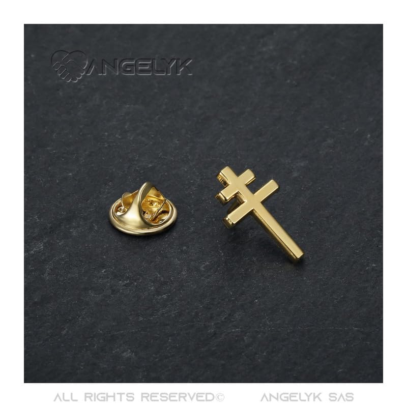 BOBIJOO Jewelry - Lot de 10 pins croix de Lorraine 20mm Epinglette Résistance France Libre Métal Doré Or