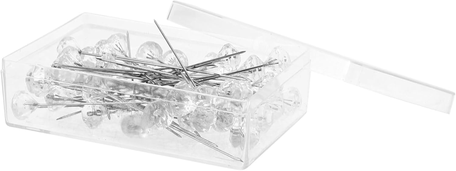NUOBESTY 50pcs Diamond Shaped Position Pins for Floral Arrangements and Sewing Crafts Durable Straight Pins with Decorative Heads for DIY Bouquets and Projects