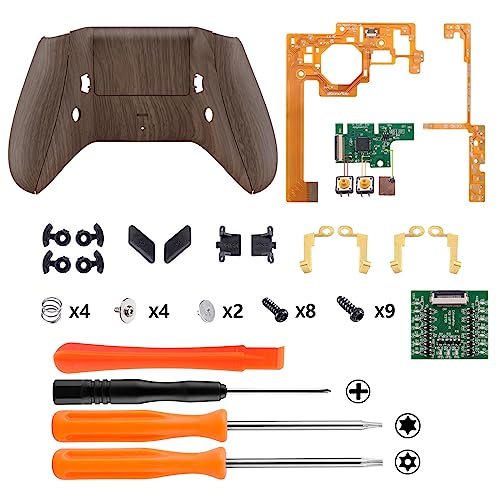 Image of eXtremeRate Wood Grain Lofty Programable Remap & Trigger Stop Kit, Upgrade Boards & Redesigned Back Shell & Side Rails & Back Buttons & Trigger Lock for Xbox One S /X Controller Model 1708
