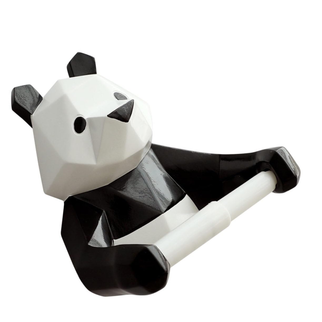 Gadpiparty Kreativer Panda Geformter Weißer Toilettenpapierhalter aus Kunstharz mit Einfacher Montage und Aufbewahrung für Badezimmer Wandmontage