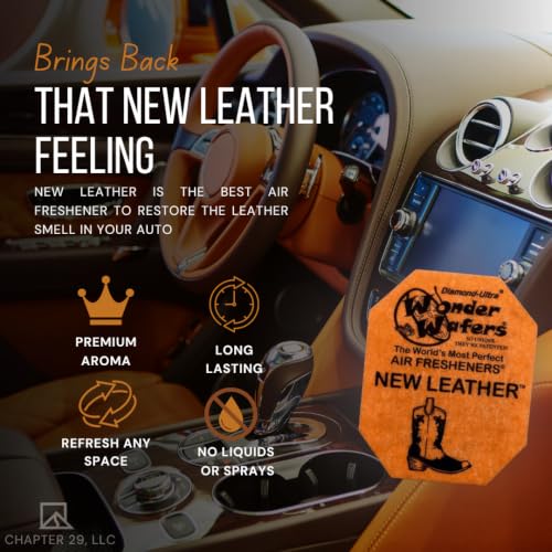 Image of Wonder Wafers 75 Count Air Fresheners Individually Wrapped, New Leather Fragrance