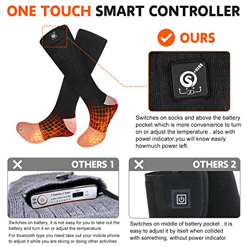 Upgraded Rechargeable Electric Heated Socks,7.4V 2200mAh Battery Powered Cold Weather Heat Socks for Men Women,Outdoor Riding Camping Hiking Motorcycle Skiing Warm Winter Socks （L - Thumbnail 3