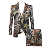 HBDesign Mens 3 Piece 2 Button Without Black Trim Camouflage Suits (Jacket+Vest+Pants)