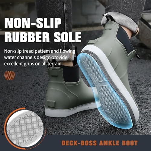 Mens Deck Boots, Saltwater Fishing Booties Rubber Waterproof Ankle Rain Boots, High-performance Footwear Chelsea Boots for Gardening Fishing Boating Camping Sailing - Image 3