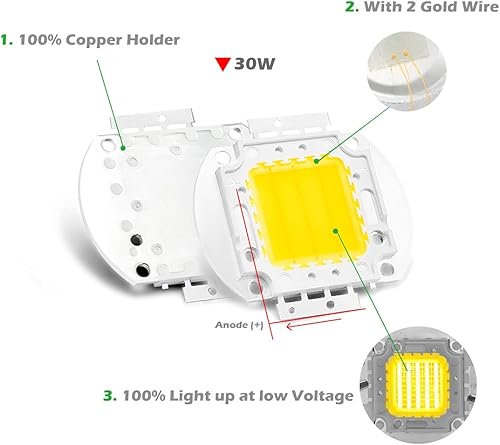 Vista 42 de CHANZON Chip LED de alta potencia 30 W infrarrojo (IR 850 nm/entrada 900 mA/DC 14 V - 16 V/30 vatios) SMD COB luz emisor diodo componentes 30 W N)