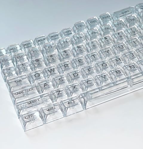 Elacgap 132 Keys Crystal Transparent Keycap Set,Custom CBSA Profile Backlit Keycap,RGB Mechanical Keyboard PC Material Keycaps (Transparent) by Elacgap - Image 3
