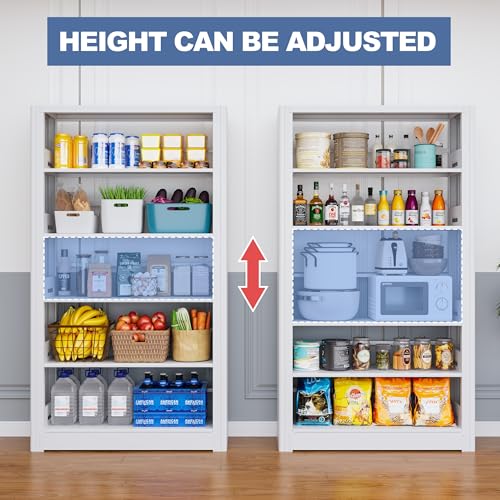 Image of VASAAOSD Bookshelf, Heavy Duty Metal Book Shelf, 69 inch Tall White, 1+1 Set | Adjustable Shelves, 280lbs Shelf Capacity, Industrial Large Office Bookcase, Display Book Organizer, For Living Room Library