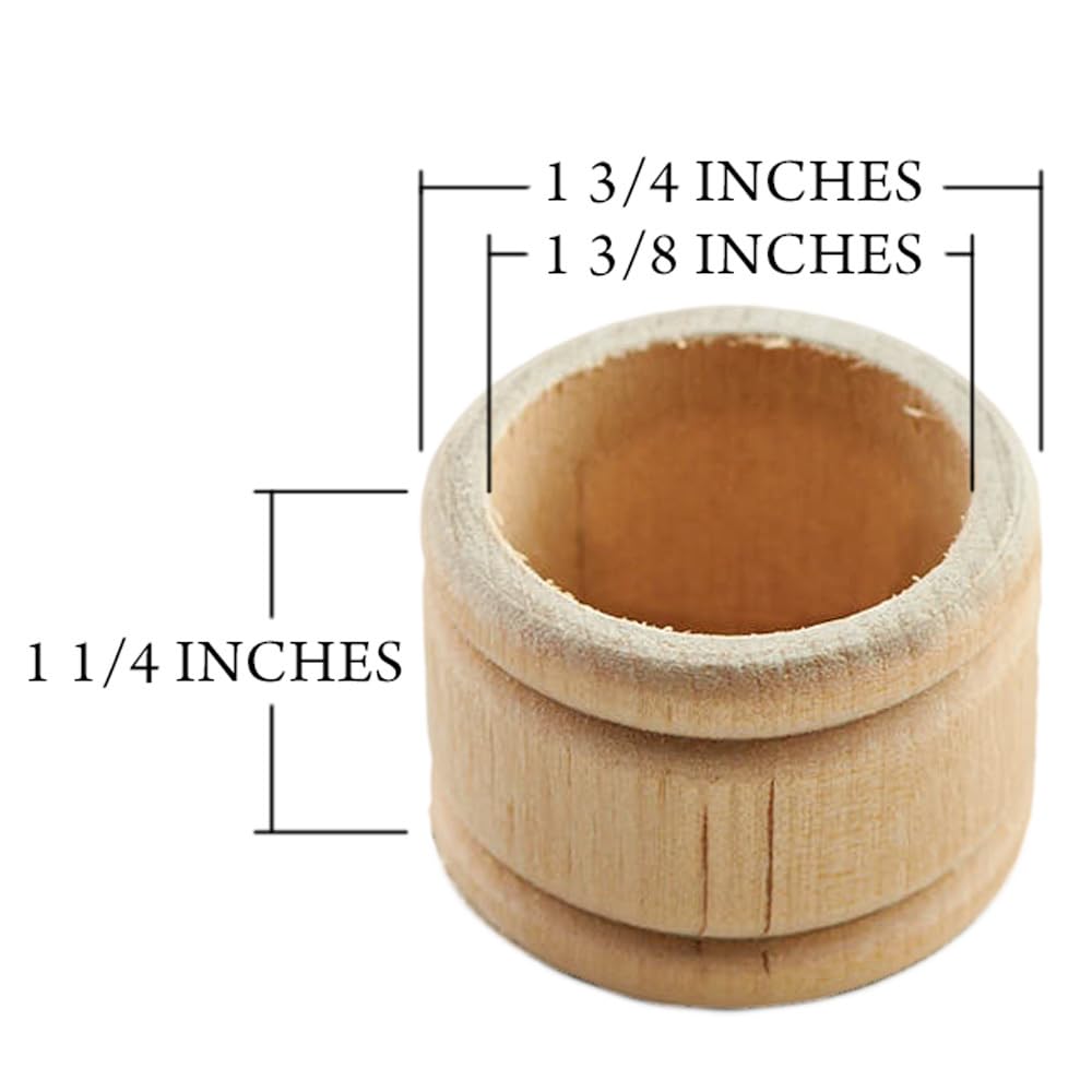 Factory Direct Craft Set of 12 Unfinished Birch Wood Napkin Rings - Natural Wooden Napkin Holders Ready to Finish for DIY Crafts and Table Decor (1-3/4