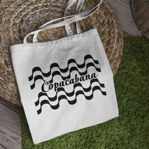 Ecobag Copacabana Rio de Janeiro Feminina grande Tecido Costura Reforçada Drobravel de Algodão Cru E