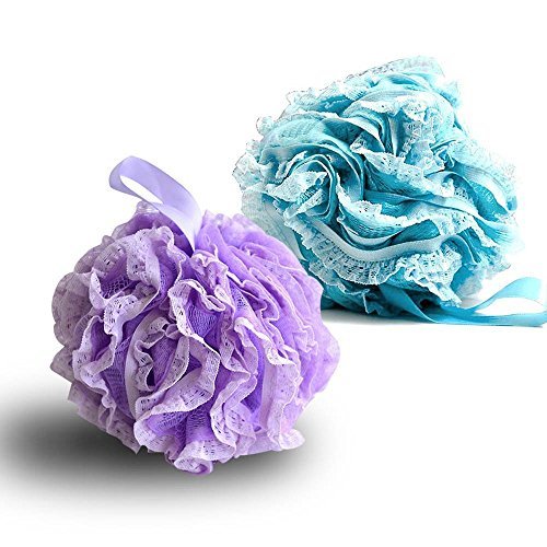 Buy G2PLUS® 2 Pack Bath Puff Mesh Exfoliating Sponge Loofahs Lace Mesh