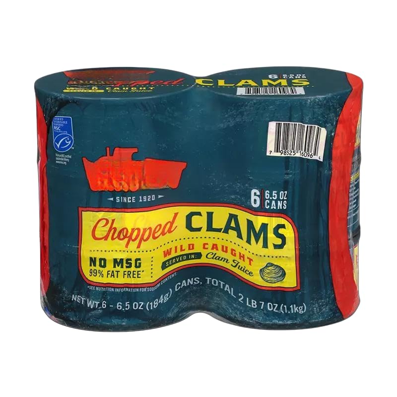 Chopped Clams, 6 Pack, 6.5 oz Each | Fat free | Favorite for clam recipes. (1 Pack)